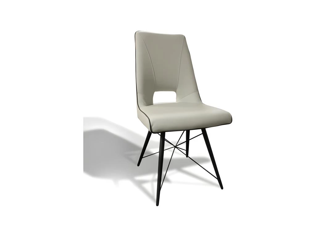 Chaise En Simili Gris Crème Avec Piètement Filaire En Métal - VOGUE 3 Chaise En Simili Gris Crème Avec Piètement Filaire En Métal - VOGUE