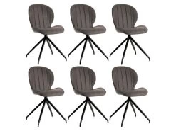 FOLA - Lot De 6 Chaises Simili Taupe Piètement Etoile