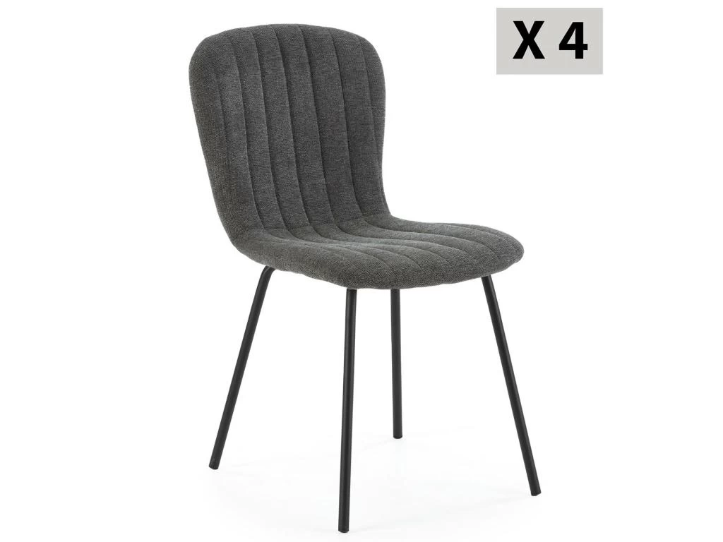 Pack 4 Chaises Lucky Recouvertes De Tissu Gris Foncé 3 Pack 4 Chaises Lucky Recouvertes De Tissu Gris Foncé