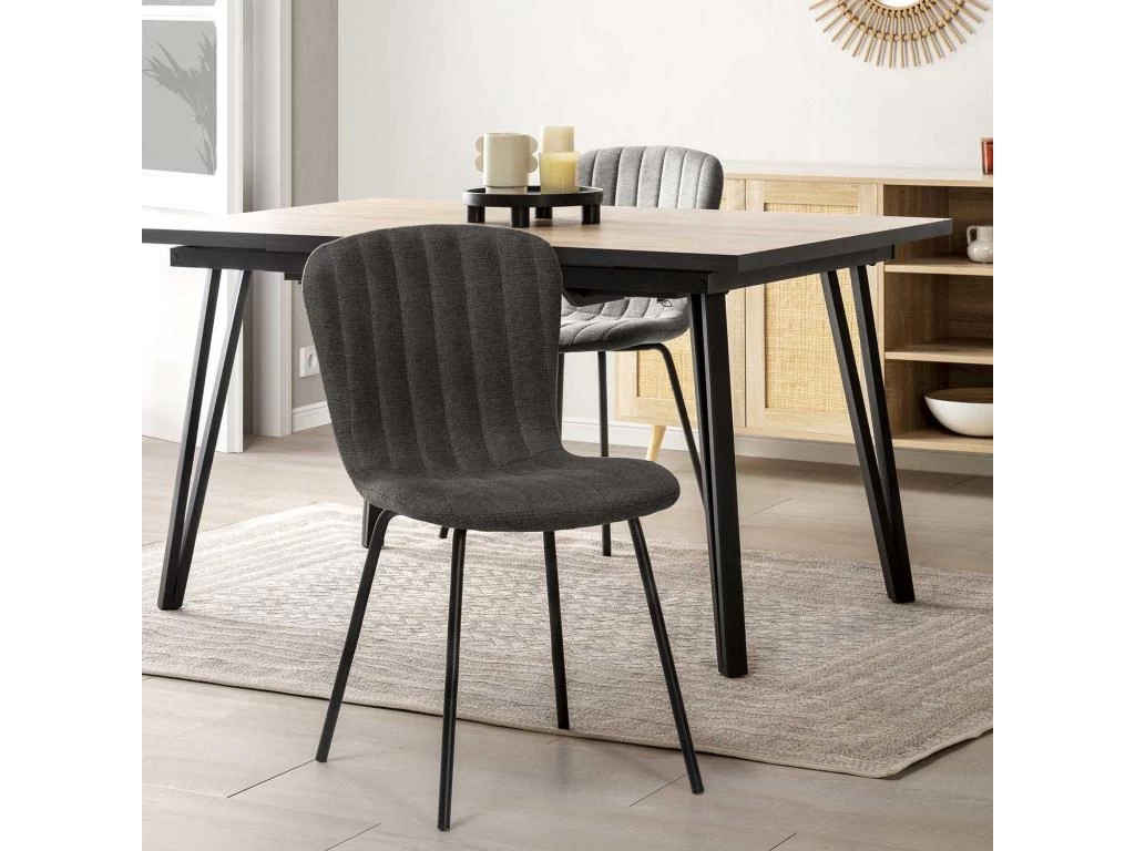 Pack 4 Chaises Lucky Recouvertes De Tissu Gris Foncé 7 Pack 4 Chaises Lucky Recouvertes De Tissu Gris Foncé – Image 5
