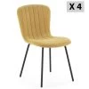 Pack 4 Chaises Lucky Recouvertes De Tissu Moutarde