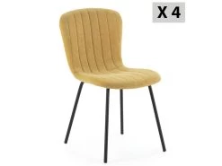 Pack 4 Chaises Lucky Recouvertes De Tissu Moutarde