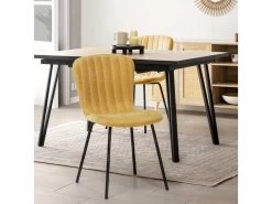 Pack 4 Chaises Lucky Recouvertes De Tissu Moutarde -Magasin de meubles de restaurant chaise 10557685