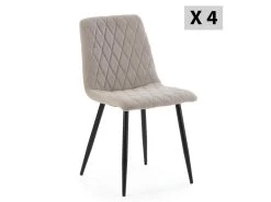 Pack 4 Chaises Abril Recouvertes De Tissu Beige