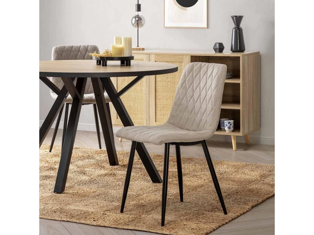 Pack 4 Chaises Abril Recouvertes De Tissu Beige 7 Pack 4 Chaises Abril Recouvertes De Tissu Beige – Image 5