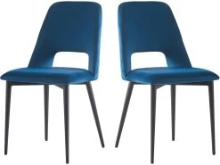 Lot De 2 Chaises En Velours "Fedora" - Bleu Foncé