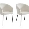 Lot De 2 Chaises Avec Accoudoirs En Velours Côtelé Et Métal - Crème - MORONI De Pascal MORABITO -Magasin de meubles de restaurant chaise 10585987