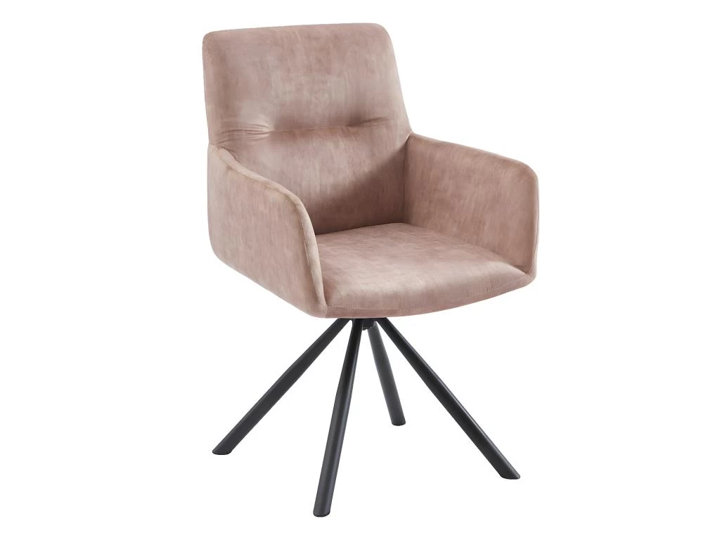 Chaise Pivotante Avec Accoudoirs En Velours Et Métal - Beige - GOZIA De Pascal MORABITO 3 Chaise Pivotante Avec Accoudoirs En Velours Et Métal - Beige - GOZIA De Pascal MORABITO