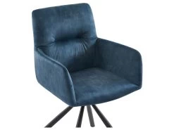 Chaise Pivotante Avec Accoudoirs En Velours Et Métal - Bleu - GOZIA De Pascal MORABITO -Magasin de meubles de restaurant chaise 10668467