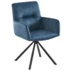 Chaise Pivotante Avec Accoudoirs En Velours Et Métal - Bleu - GOZIA De Pascal MORABITO