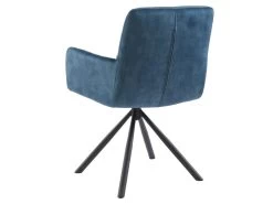 Chaise Pivotante Avec Accoudoirs En Velours Et Métal - Bleu - GOZIA De Pascal MORABITO -Magasin de meubles de restaurant chaise 10668481