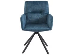 Chaise Pivotante Avec Accoudoirs En Velours Et Métal - Bleu - GOZIA De Pascal MORABITO -Magasin de meubles de restaurant chaise 10668487