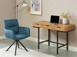 Chaise Pivotante Avec Accoudoirs En Velours Et Métal - Bleu - GOZIA De Pascal MORABITO -Magasin de meubles de restaurant chaise 10668489