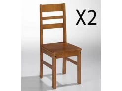 Lot De 2 Chaises De Salle à Manger En Pin Massif Coloris Cerisier - Longueur 42 X Profondeur 45 X Hauteur 98 cm