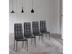 Set De 4 Chaises Salon Chelsea Tapissées Noir, 42 Cm X 51 Cm X 97 Cm -Magasin de meubles de restaurant chaise 10759281