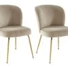 Lot De 2 Chaises En Velours Et Métal Doré - Beige - POLPONA De Pascal MORABITO -Magasin de meubles de restaurant chaise 10761221