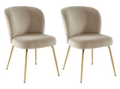 Lot De 2 Chaises En Velours Et Métal Doré - Beige - POLPONA De Pascal MORABITO