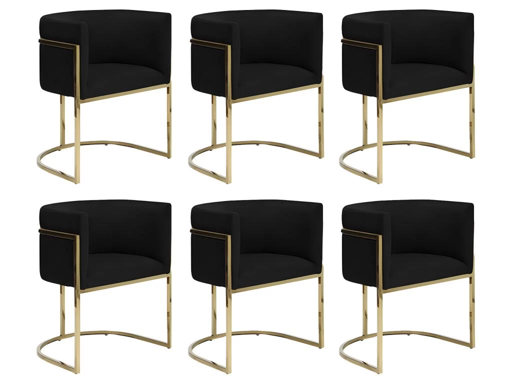 Lot De 6 Chaises Avec Accoudoirs - Velours Et Acier Inoxydable - Noir Et Doré - PERIA De Pascal MORABITO 10 Lot De 6 Chaises Avec Accoudoirs - Velours Et Acier Inoxydable - Noir Et Doré - PERIA De Pascal MORABITO – Image 8