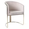 Chaise Avec Accoudoirs En Velours Et Métal - Crème Et Doré - JOSETHE De Pascal MORABITO -Magasin de meubles de restaurant chaise 10854163