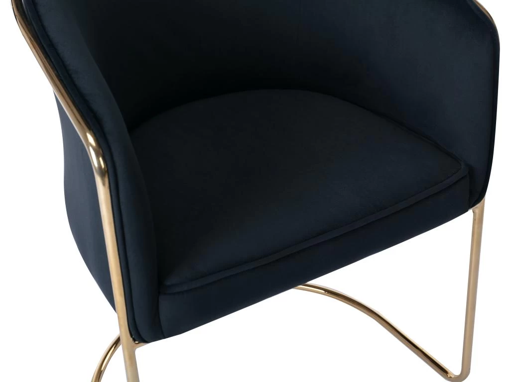 Lot De 6 Chaises Avec Accoudoirs En Velours Et Métal - Noir Et Doré - JOSETHE De Pascal MORABITO 8 Lot De 6 Chaises Avec Accoudoirs En Velours Et Métal - Noir Et Doré - JOSETHE De Pascal MORABITO – Image 6