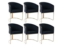 Lot De 6 Chaises Avec Accoudoirs En Velours Et Métal - Noir Et Doré - JOSETHE De Pascal MORABITO 15 Lot De 6 Chaises Avec Accoudoirs En Velours Et Métal - Noir Et Doré - JOSETHE De Pascal MORABITO -Magasin de meubles de restaurant chaise 10856091