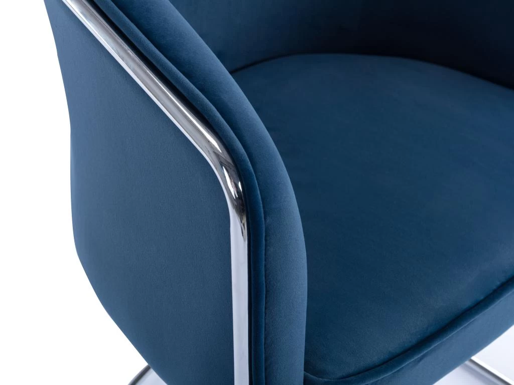 Chaise Avec Accoudoirs En Velours Et Métal - Bleu Et Chromé - JOSETHE De Pascal MORABITO 7 Chaise Avec Accoudoirs En Velours Et Métal - Bleu Et Chromé - JOSETHE De Pascal MORABITO – Image 5