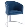 Chaise Avec Accoudoirs En Velours Et Métal - Bleu Et Chromé - JOSETHE De Pascal MORABITO -Magasin de meubles de restaurant chaise 10856541