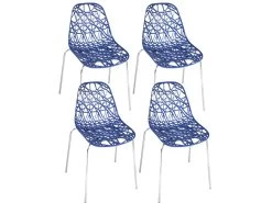 KAYELLES Lot 4 Chaises De Cuisine Design IKO (Bleu)