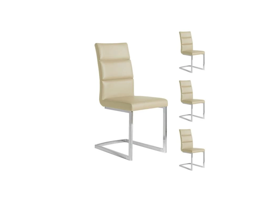 Quatuor De Chaises Eco-cuir Beige - LONI 3 Quatuor De Chaises Eco-cuir Beige - LONI