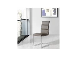 Quatuor De Chaises Eco-cuir Taupe - LONI 9 Quatuor De Chaises Eco-cuir Taupe - LONI -Magasin de meubles de restaurant chaise 11137373