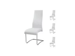 Quatuor De Chaises Simili Cuir Blanc - ROME