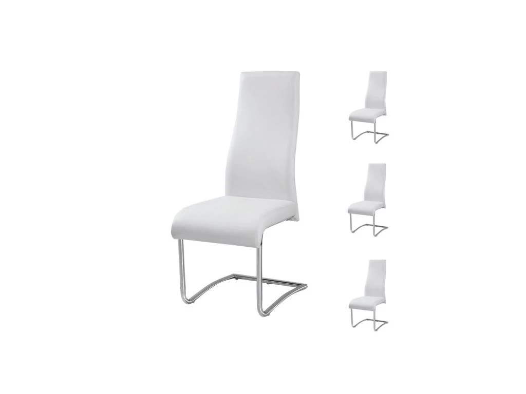 Quatuor De Chaises Simili Cuir Blanc - ROME 3 Quatuor De Chaises Simili Cuir Blanc - ROME