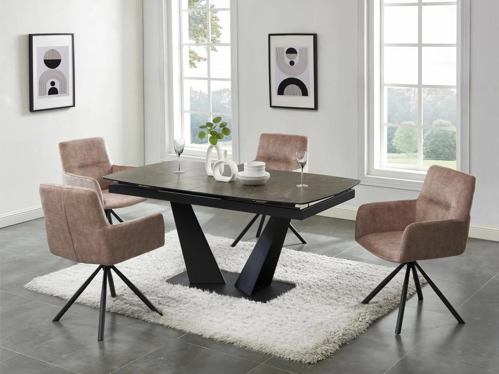 Chaise Pivotante Avec Accoudoirs En Velours Et Métal - Beige - GOZIA De Pascal MORABITO 4 Chaise Pivotante Avec Accoudoirs En Velours Et Métal - Beige - GOZIA De Pascal MORABITO – Image 2