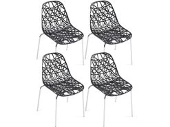 KAYELLES Lot 4 Chaises De Cuisine Design IKO (Noir)