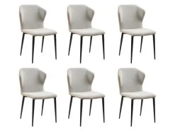 Lot De 6 Chaises En Tissu, Simili Et Métal - Gris Clair Et Beige - KIDANA De Pascal MORABITO -Magasin de meubles de restaurant chaise 11207897
