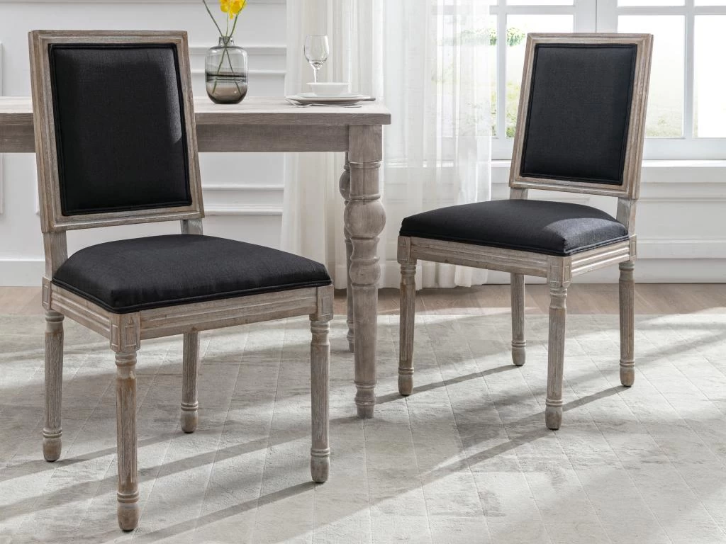 Lot De 6 Chaises En Tissu Et Bois D'hévéa - Noir - AMBOISETTE 4 Lot De 6 Chaises En Tissu Et Bois D'hévéa - Noir - AMBOISETTE – Image 2