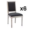 Lot De 6 Chaises En Tissu Et Bois D'hévéa - Noir - AMBOISETTE -Magasin de meubles de restaurant chaise 11209883