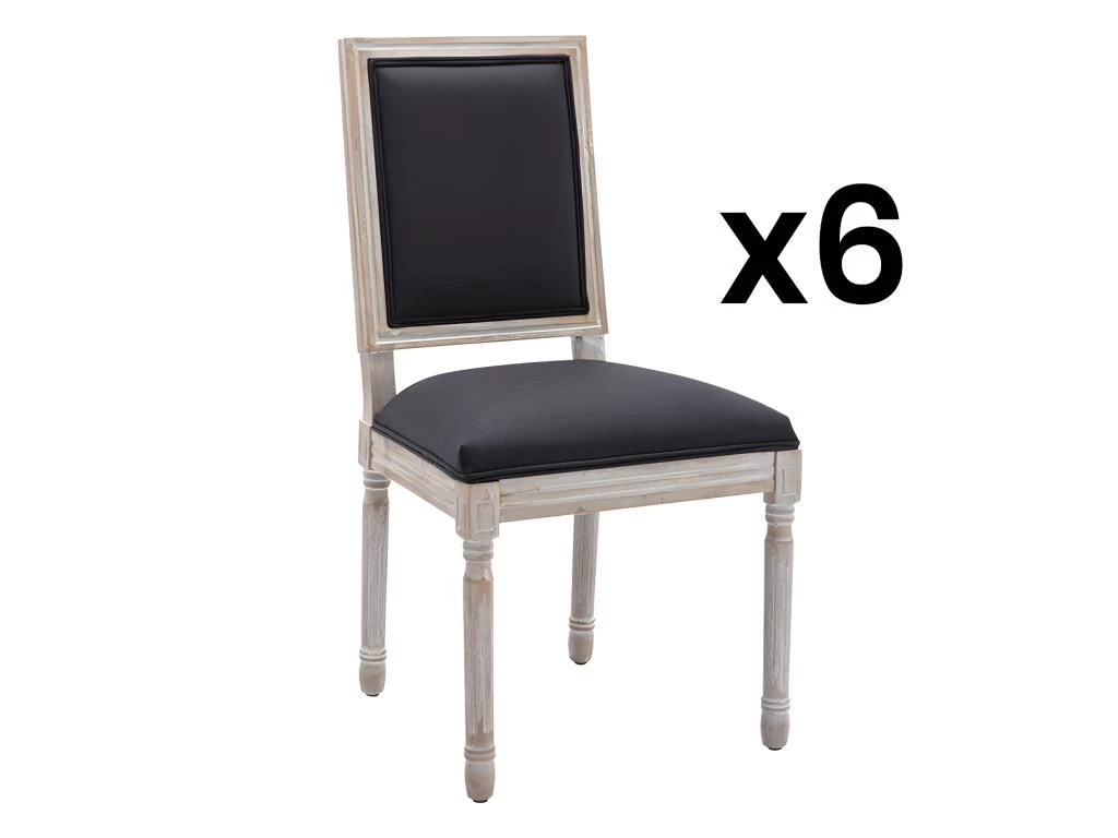 Lot De 6 Chaises En Tissu Et Bois D'hévéa - Noir - AMBOISETTE 3 Lot De 6 Chaises En Tissu Et Bois D'hévéa - Noir - AMBOISETTE