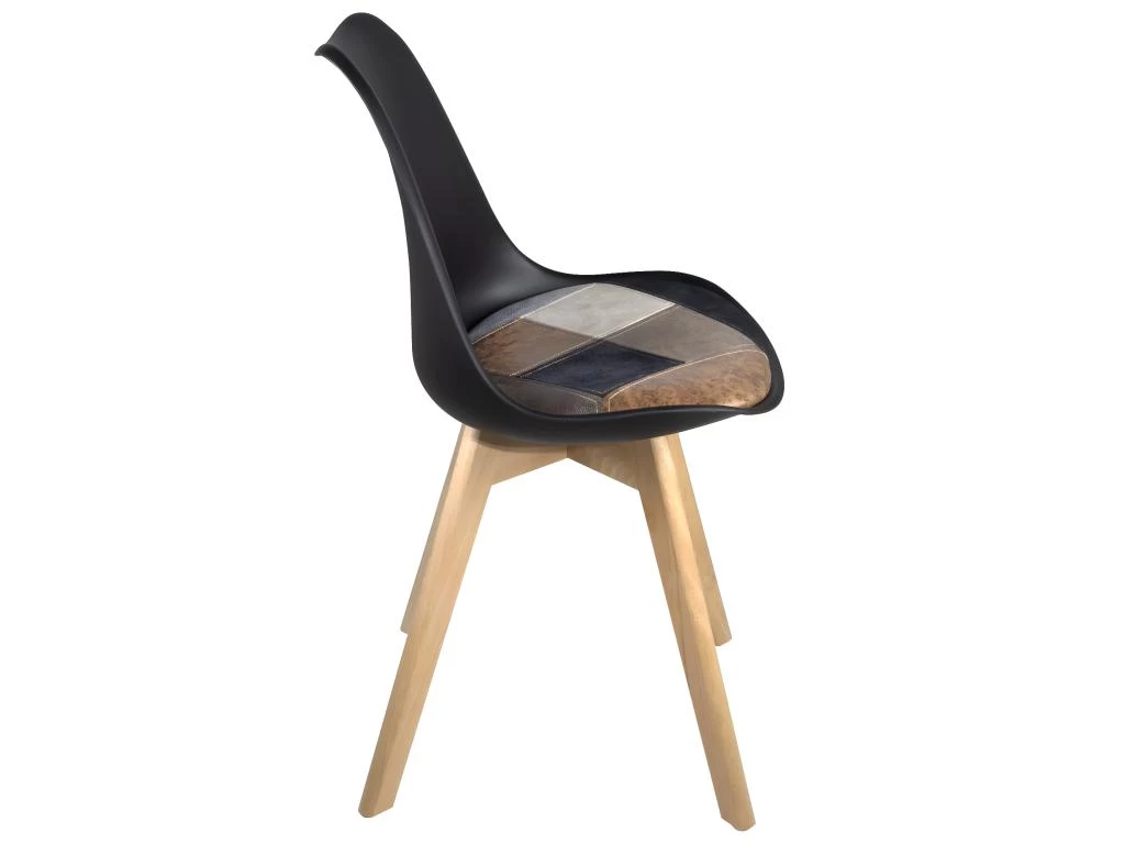 Lot 2 Chaises Scandinaves Coussin Patchwork LAO (Marron) 6 Lot 2 Chaises Scandinaves Coussin Patchwork LAO (Marron) – Image 4