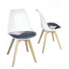 Lot 2 Chaises Scandinaves Coussin Patchwork LAO (Bleu) -Magasin de meubles de restaurant chaise 11226089