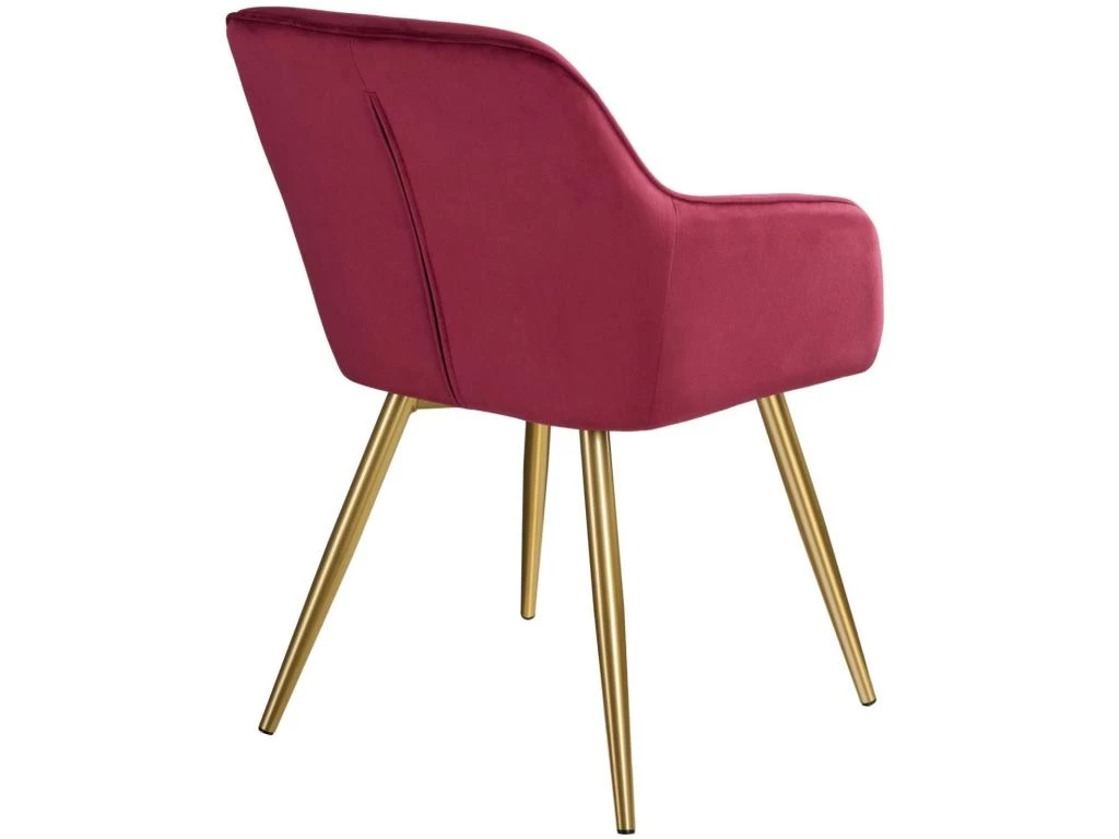 Lot De 4 Chaises Pieds Doré Siège De Salon Cuisine Salle à Manger Design élégant Velours Bordeaux 08_0000110 6 Lot De 4 Chaises Pieds Doré Siège De Salon Cuisine Salle à Manger Design élégant Velours Bordeaux 08_0000110 – Image 4
