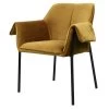 GASPARD - Fauteuil De Table En Tissu Chenillé Moutarde Et Métal Noir -Magasin de meubles de restaurant chaise 11575369