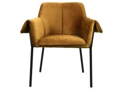 GASPARD - Fauteuil De Table En Tissu Chenillé Moutarde Et Métal Noir 10 GASPARD - Fauteuil De Table En Tissu Chenillé Moutarde Et Métal Noir -Magasin de meubles de restaurant chaise 11575375