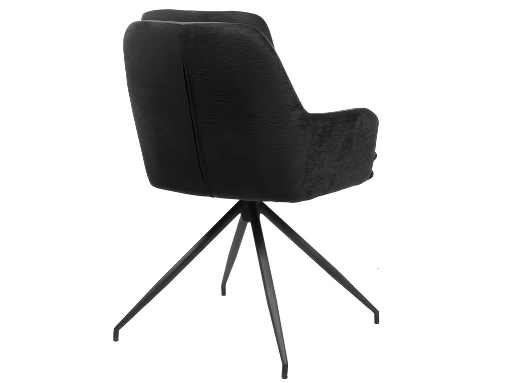 AYDEN - Fauteuil De Table En Tissu Chenillé Noir Et Métal Noir 4 AYDEN - Fauteuil De Table En Tissu Chenillé Noir Et Métal Noir – Image 2