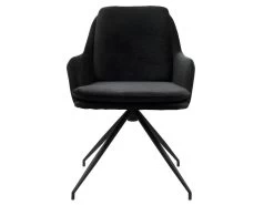 AYDEN - Fauteuil De Table En Tissu Chenillé Noir Et Métal Noir 10 AYDEN - Fauteuil De Table En Tissu Chenillé Noir Et Métal Noir -Magasin de meubles de restaurant chaise 11575505