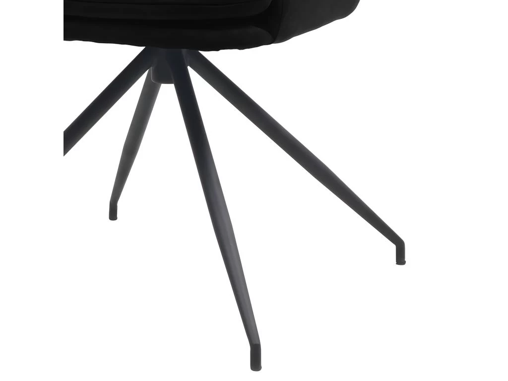 AYDEN - Fauteuil De Table En Tissu Chenillé Noir Et Métal Noir 7 AYDEN - Fauteuil De Table En Tissu Chenillé Noir Et Métal Noir – Image 5