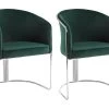 Lot De 2 Chaises Avec Accoudoirs En Velours Et Métal - Vert Et Chromé - JOSETHE De Pascal MORABITO -Magasin de meubles de restaurant chaise 11941679