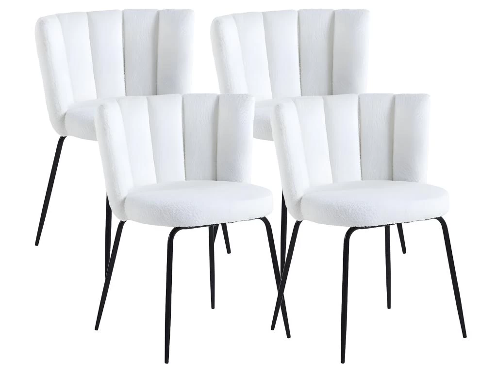 Lot De 4 Chaise De Salle à Manger Rembourrée En Tissu Au Crochet Neige - Longueur 57 X Profondeur 60 X Hauteur 79 Cm 3 Lot De 4 Chaise De Salle à Manger Rembourrée En Tissu Au Crochet Neige - Longueur 57 X Profondeur 60 X Hauteur 79 Cm