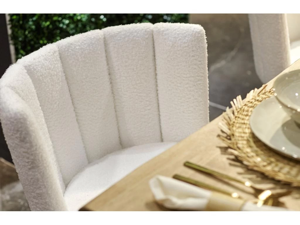 Lot De 4 Chaise De Salle à Manger Rembourrée En Tissu Au Crochet Neige - Longueur 57 X Profondeur 60 X Hauteur 79 Cm 7 Lot De 4 Chaise De Salle à Manger Rembourrée En Tissu Au Crochet Neige - Longueur 57 X Profondeur 60 X Hauteur 79 Cm – Image 5