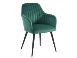 Lot De 6 Chaises Avec Accoudoirs En Velours Et Métal Noir - Vert - ELEANA -Magasin de meubles de restaurant chaise 12291419